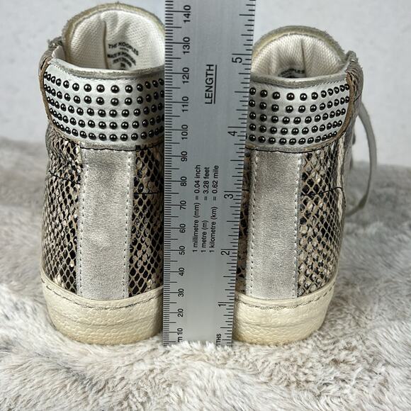 The Kooples Women’s Distressed Leather Hi-Top Sneakers Stars Studs Snakeskin 36 - Picture 11 of 11